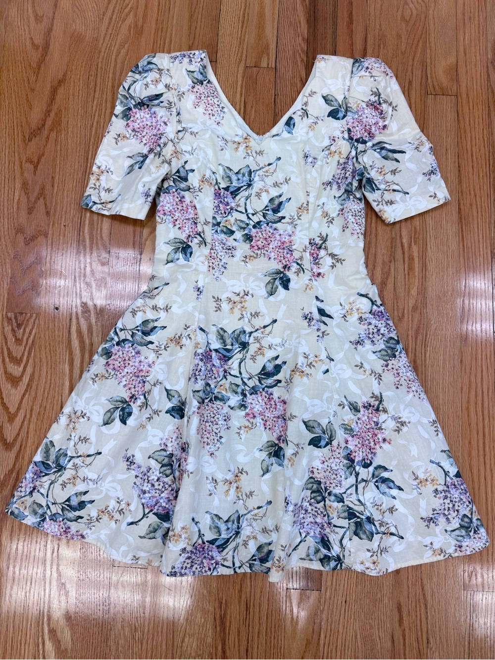 Style My Way Vintage Cream Floral Fit & Flare Dress Cottagecore 80’s 90’s